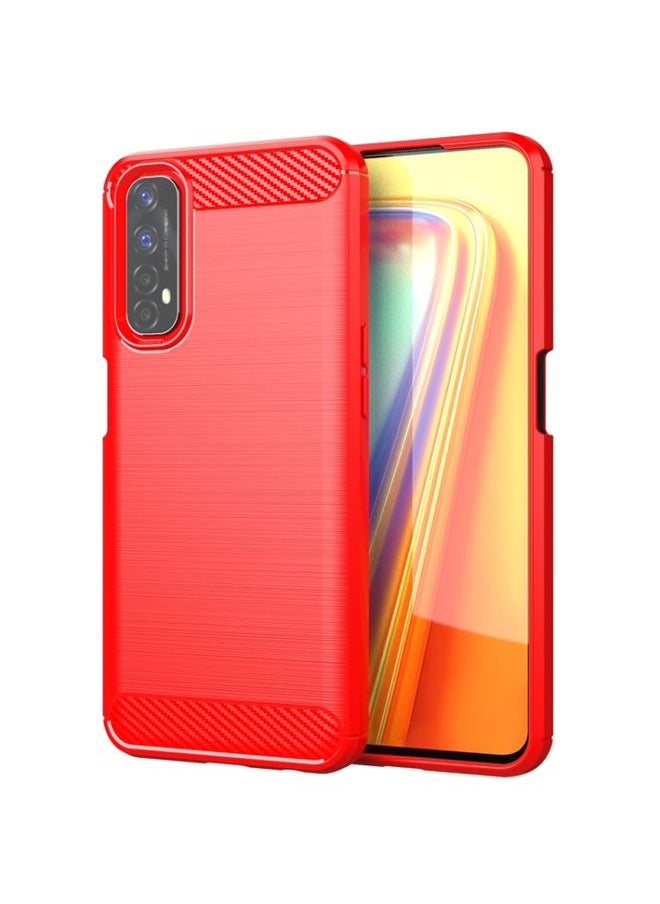 HuHa Case Cover For Realme Narzo 20 Pro Brushed Texture Carbon Fiber TPU Phone Case Red 
