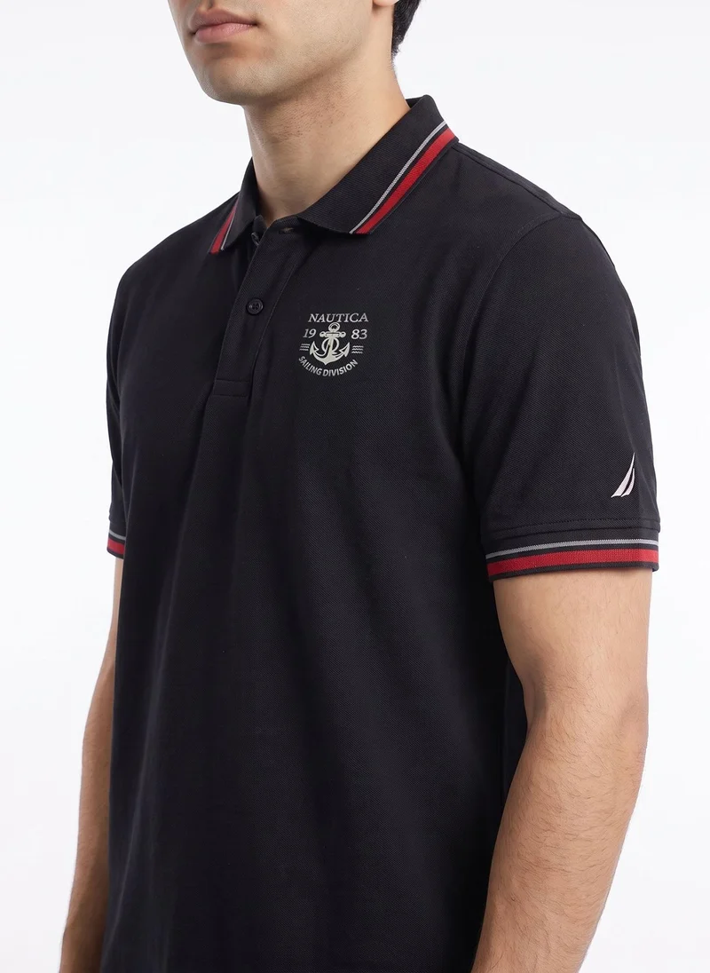 Nautica  Men's Polo Regular Fit Short Sleeve Premium Essentials Cotton Polo - Black for Men | Best Price UAE