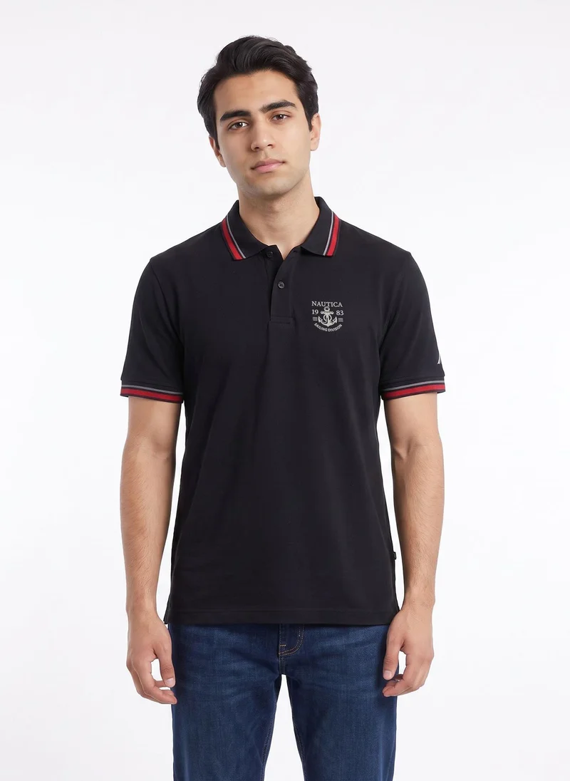 Nautica Men's Polo Regular Fit Short Sleeve Premium Essentials Cotton Polo - Black