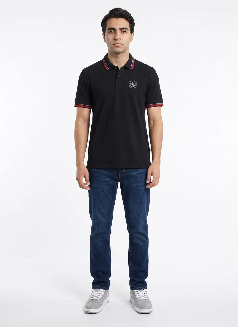 Nautica  Men's Polo Regular Fit Short Sleeve Premium Essentials Cotton Polo - Black for Men | Best Price UAE