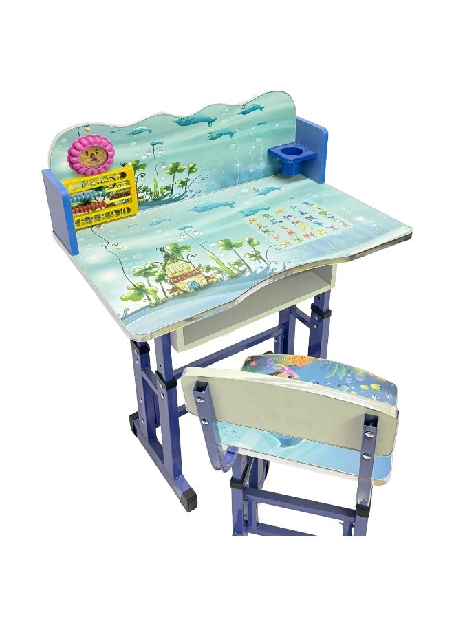 Funz Kids Study Table And Chair Height Adjustable For Kid's Age Between 2-11, Baby Desk with Laminated Graphics and Pictures, Multicolour - Image 4