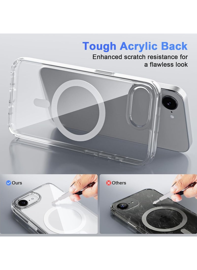 DUSALA Case for iPhone 16E Clear Magnetic Cover Mag Safe Compatible Hybrid Protective Crystal Clear Hard Back Case Shockproof TPU Frame Slim Transparent Case for Apple iPhone 16E - Image 3