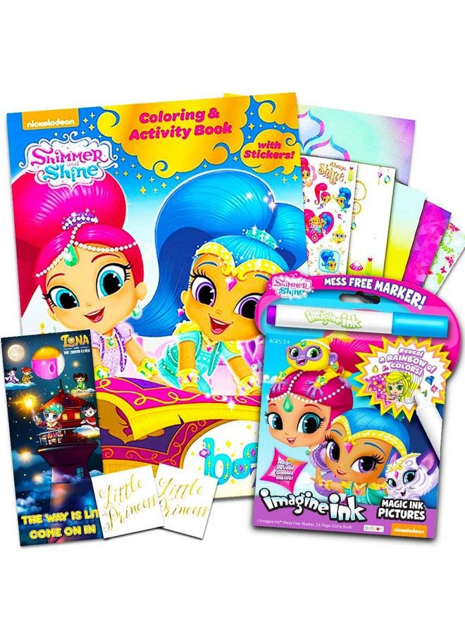 Bendon Publishing Shimmer And Shine Coloring Book Bundle Set 2 Books Over 50 Stickers Crayons And Licensed "Little Princess" Stickers (Shimmer And Shine Party Supplies) - Image 2