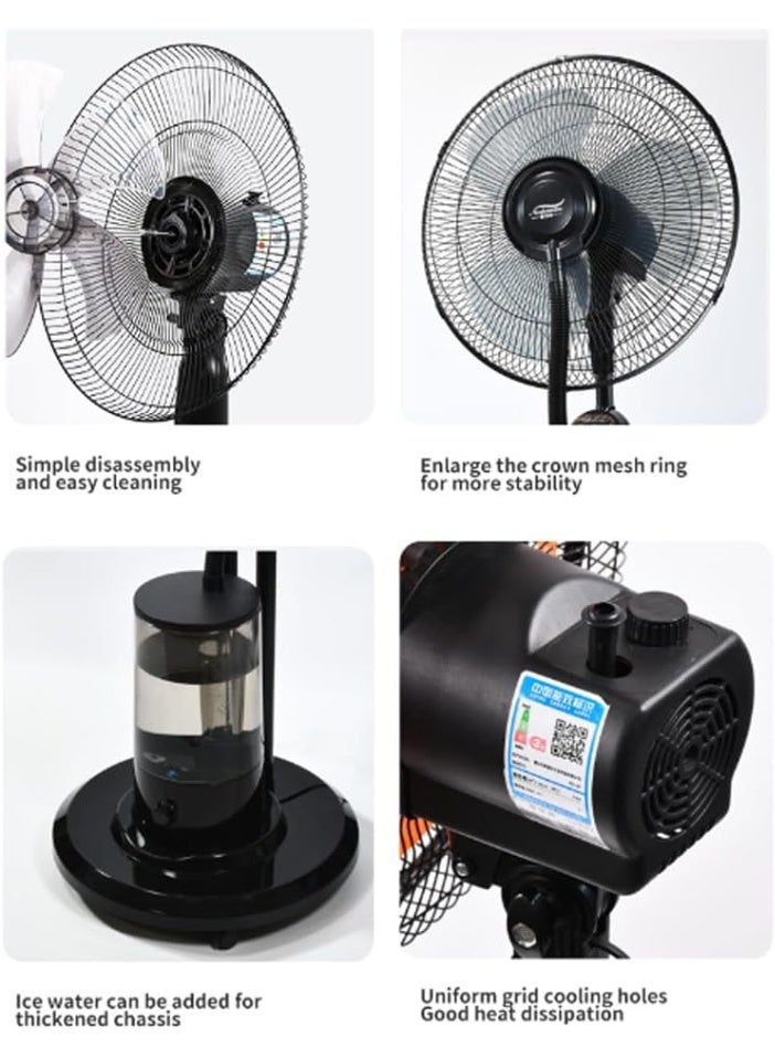 Oscillating Pedestal Misting Fan with Remote Control – 3-Speed High-Power Cooling Fan for Indoor & Outdoor Use, 5L Water Tank, 7.5H Timer, Energy-Efficient Copper Motor, Mist & Humidifier Function, Durable Metal Design – Covers 20㎡, Low Noise