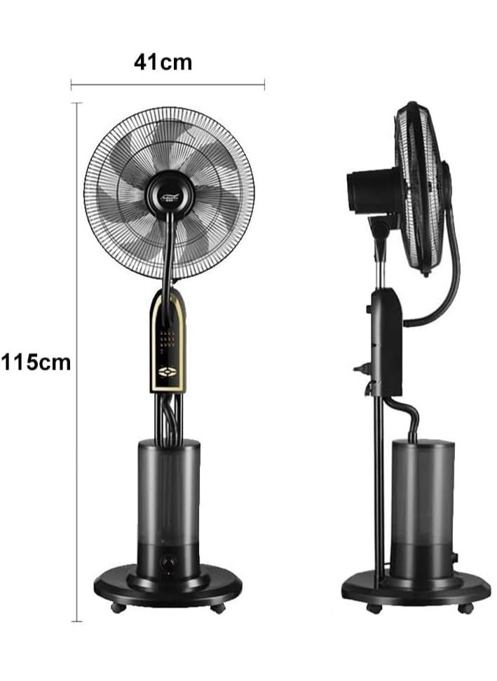 MOCOM Oscillating Pedestal Misting Fan with Remote Control – 3-Speed High-Power Cooling Fan for Indoor & Outdoor Use, 5L Water Tank, 7.5H Timer, Energy-Efficient Copper Motor, Mist & Humidifier Function, Durable Metal Design – Covers 20㎡, Low Noise  - Image 2