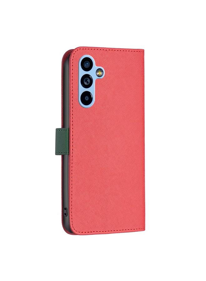 اس-توب جراب لهاتف Samsung Galaxy A54 5G BF13 مصنوع من الجلد المتقاطع المطابق للألوان - Image 3