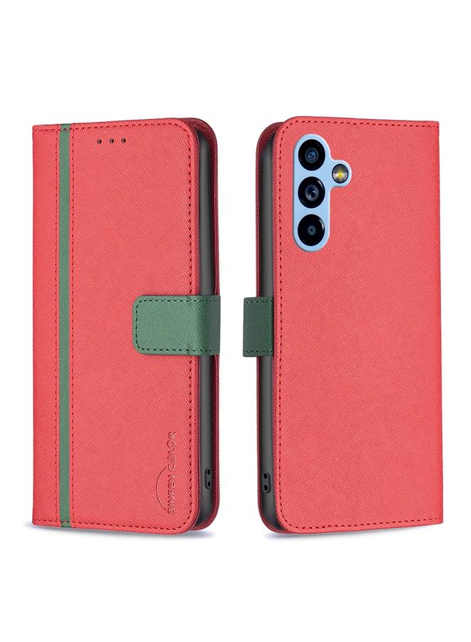 اس-توب جراب لهاتف Samsung Galaxy A54 5G BF13 مصنوع من الجلد المتقاطع المطابق للألوان - Image 1