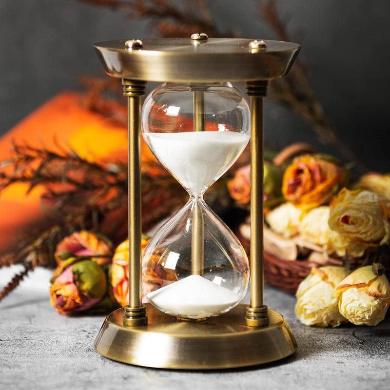 AKAKA MUNING 60 Minute Hourglass Sand Timer with Metal Frame, Big Size Antique Sand Clock, Bronze  - Image 1