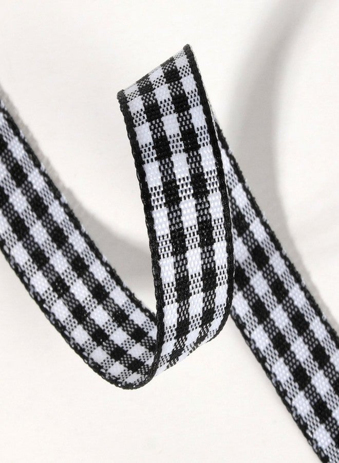 Micomon Buffalo Check Ribbon Black and White Gingham Ribbon 25 Yards for Crafts (3/8", Black) - Image 4