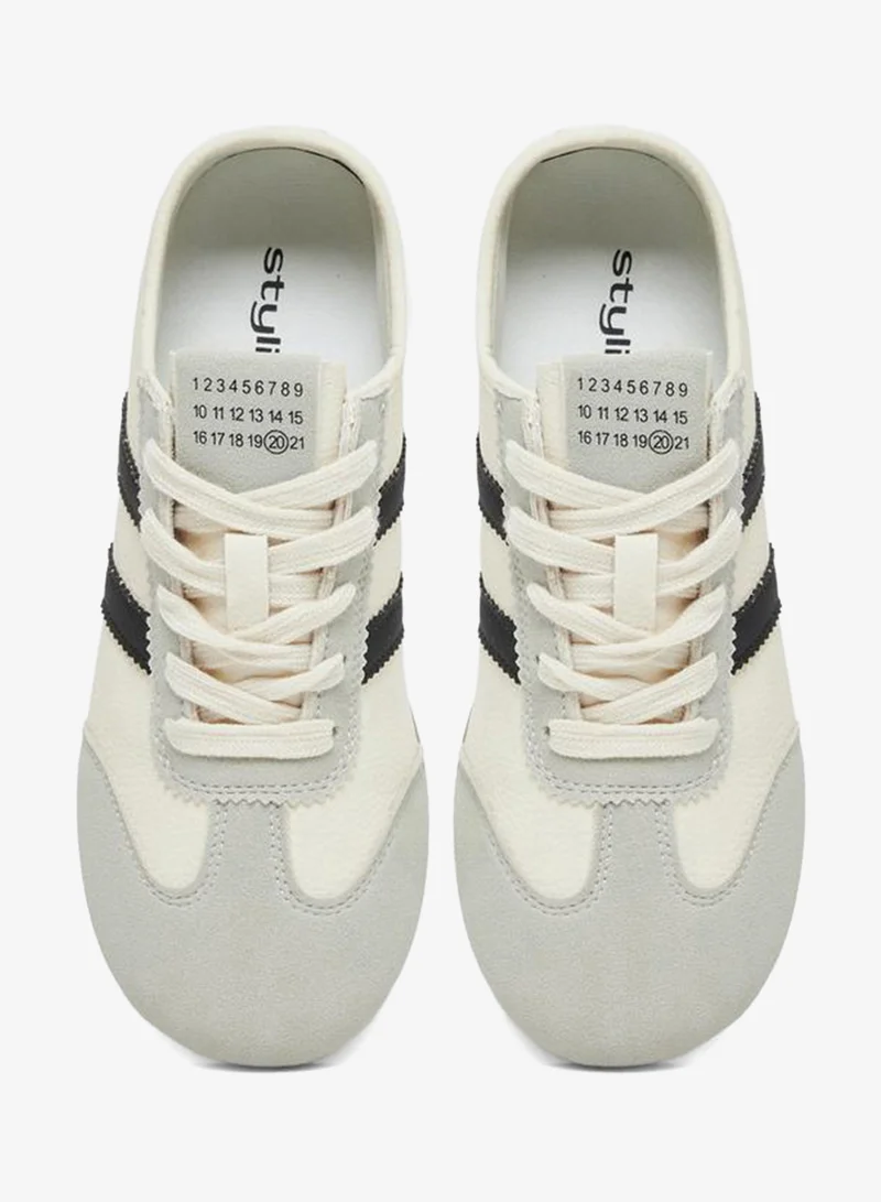 Styli Active  Striped Lace Up Panelled Sneakers for Women | Best Price UAE