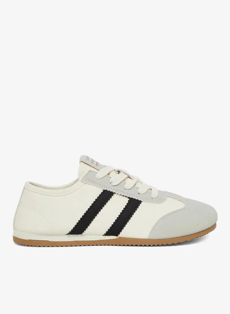 Styli Active Striped Lace Up Panelled Sneakers