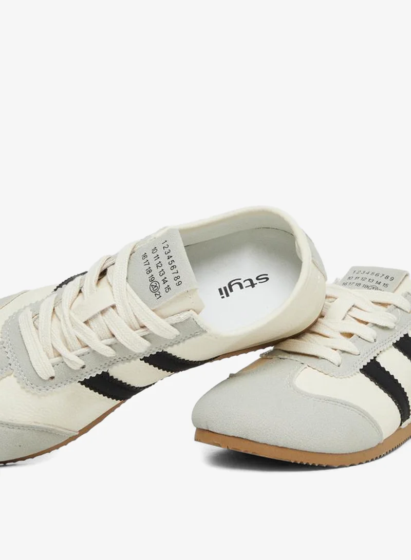 Styli Active  Striped Lace Up Panelled Sneakers for Women | Best Price UAE