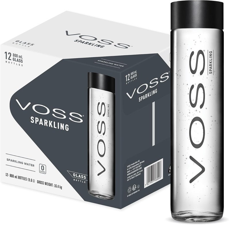 Voss Sparkling, Glass Bottle, 800 ml (Pack Of 12) - Image 1