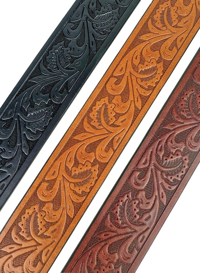 TOPACC Western Belts for Women Men Without Buckle Black Light Brown Cowboy Cowgirl Belt Strap 1.5" Embossed Leather Belt for Jeans Pants Country Concert Outfit - Image 5