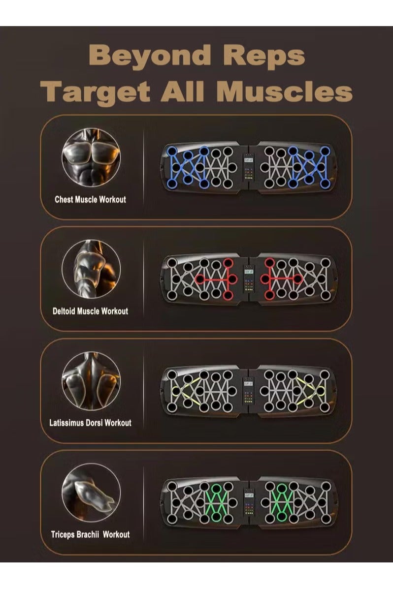 Automatic Count Push Up Board, 30 in 1 Home Workout Equipment Set with Foldable Push Up Board, Resistance Band, Back, Abdominal Workout, Home Gym Equipment - Image 4