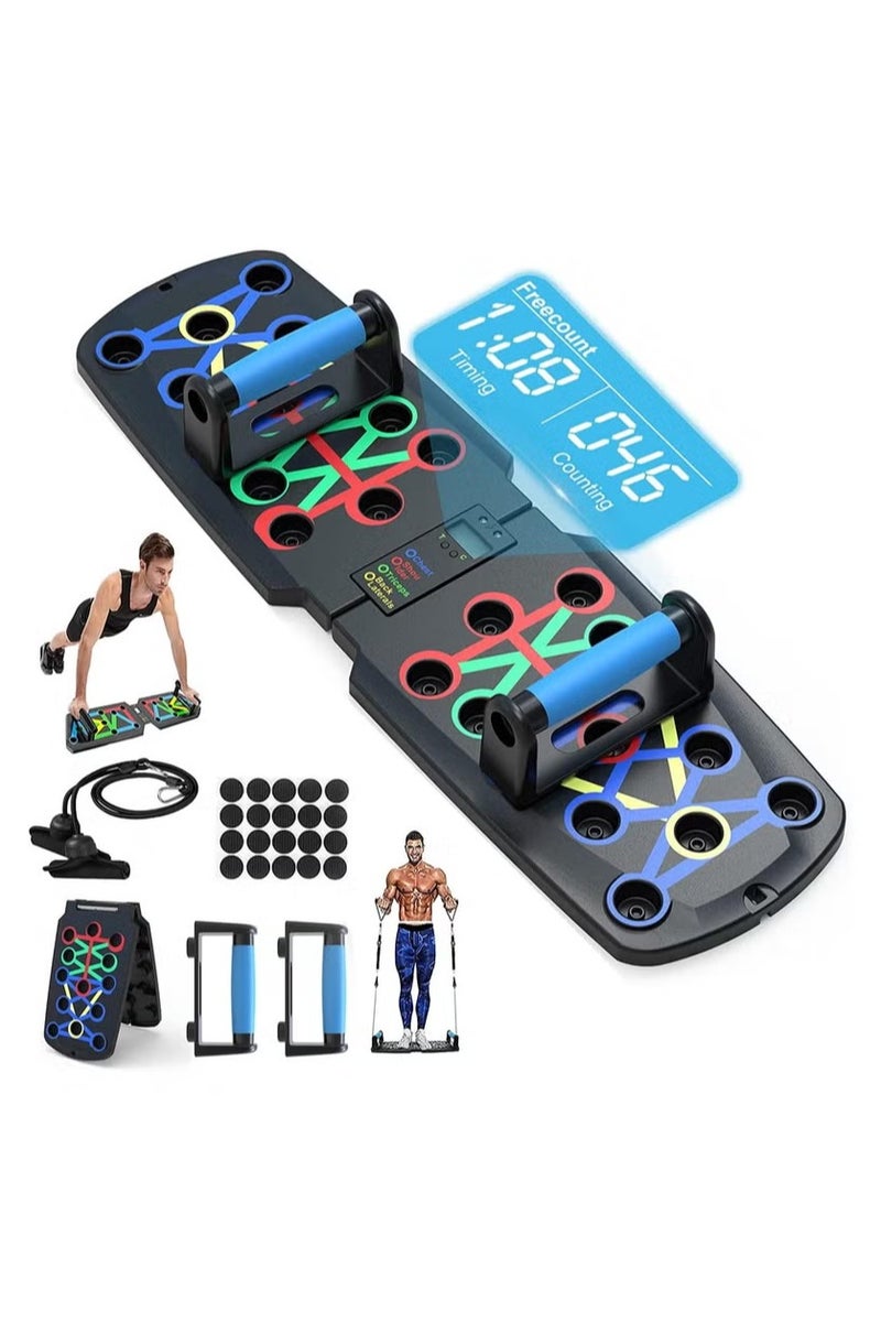Automatic Count Push Up Board, 30 in 1 Home Workout Equipment Set with Foldable Push Up Board, Resistance Band, Back, Abdominal Workout, Home Gym Equipment - Image 1