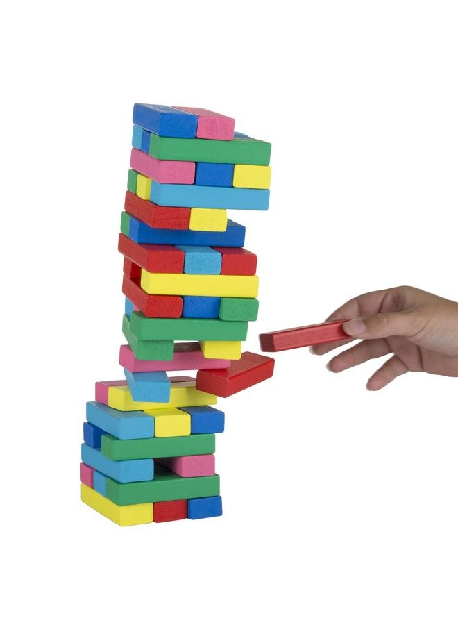 Hey! Play! Classic Wooden Blocks Stacking Game With Colored Wood And Carrying Bag For Indoor And Outdoor Play For Adults, Kids, Boys And Girls By Hey! Play! - Image 5