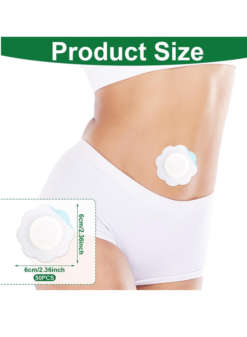 White 50pcs Self Adhesive Castor Oil Pack Wrap for Belly Button High Water Absorption Waterproof Oil Proof Disposable Oil Not Included - Image 2