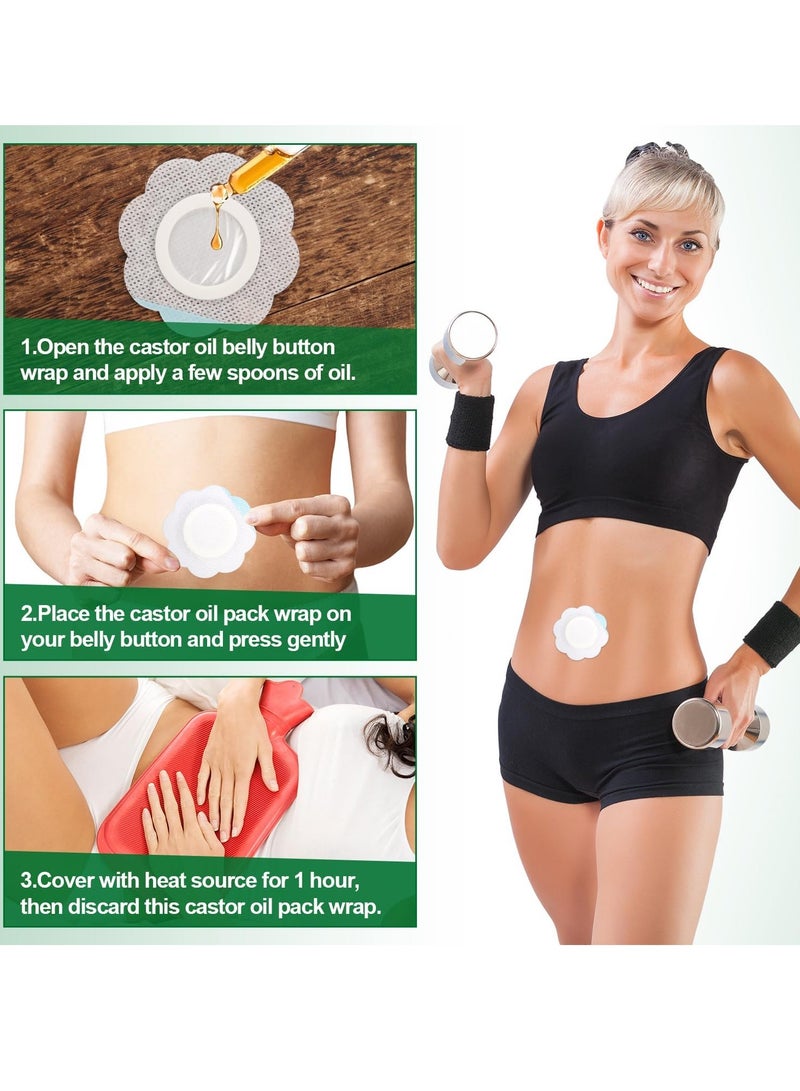 White 50pcs Self Adhesive Castor Oil Pack Wrap for Belly Button High Water Absorption Waterproof Oil Proof Disposable Oil Not Included - Image 5