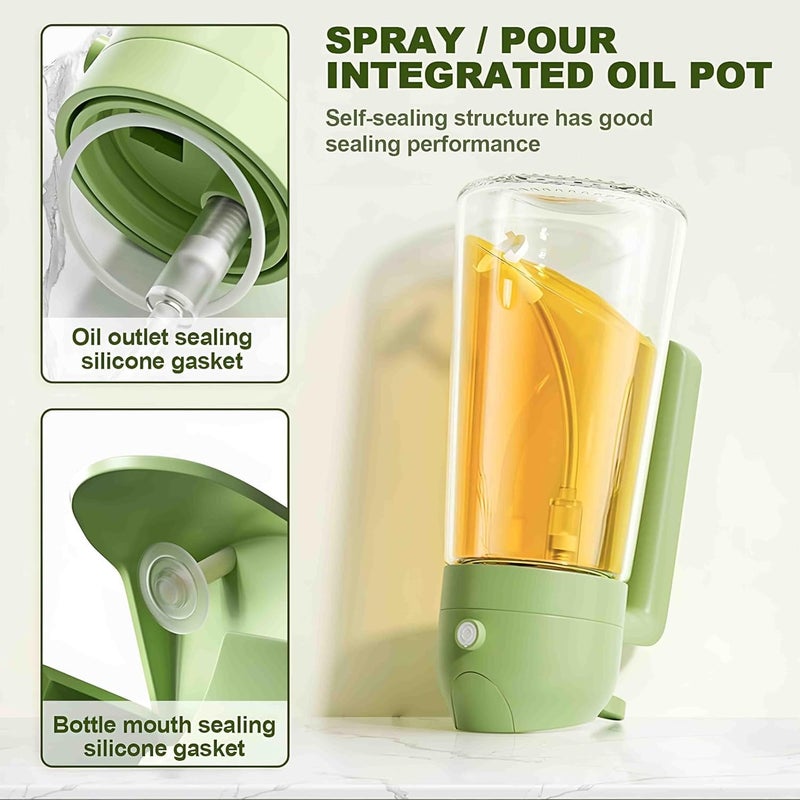 FLYNGO FLYNGO Plastic 2 In 1 Oil Dispenser 500 ml, Oil Spray Bottle For Cooking, Oil Sprayer Bottle For Air Fryer, Olive Oil, Salad, Barbecue, Vinegar Sprayer Bottle, Kitchen Oil Bottle (Light Green)  - Image 4
