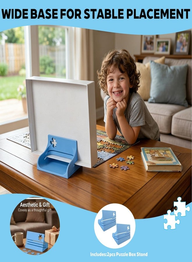 DMERHAC 2PCS Jigsaw Puzzle Box Stand-Hands-Free Puzzle Lid Holder&Viewer-Universal Puzzle Cover Prop Display Rack to Save Table Space&Reduce Glare-Adjustable 3 Angle Holder,Essential Puzzle Accessories Gift - Image 3