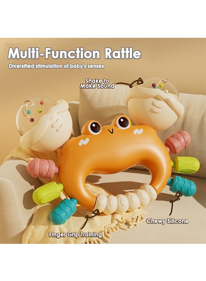 2Pcs Baby Rattle And Teether Toys, Crab Shape Sand Hammer, Food Grade Teething Toys for Babies, Newborn Infant Learning Developmental Toys Gifts for 1-2 Year Old Boys Girls  - Image 3