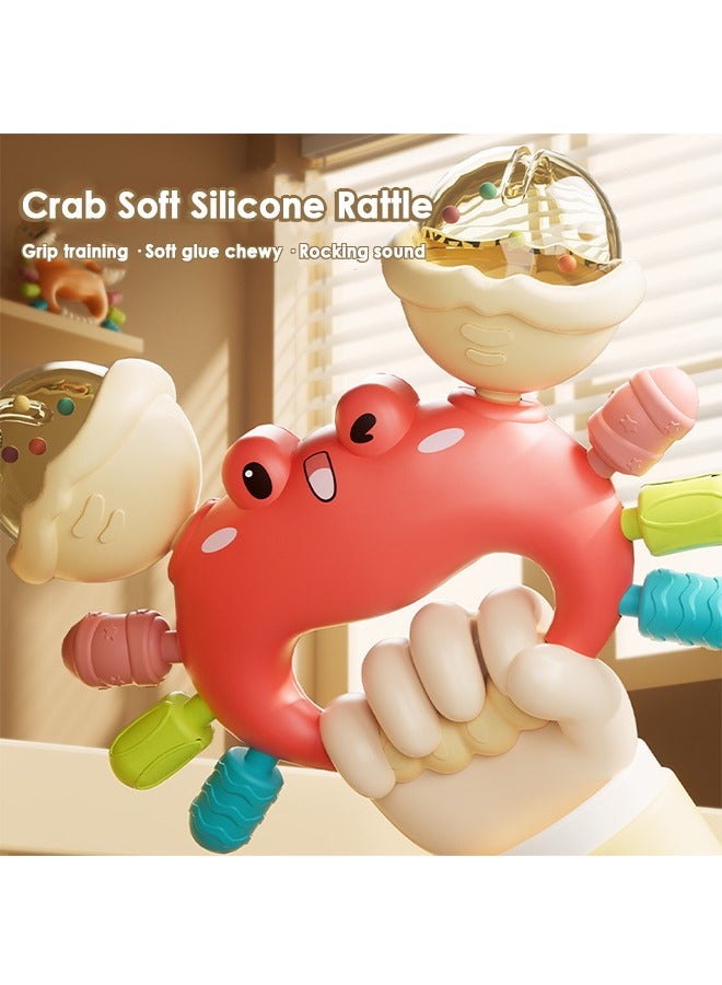 2Pcs Baby Rattle And Teether Toys, Crab Shape Sand Hammer, Food Grade Teething Toys for Babies, Newborn Infant Learning Developmental Toys Gifts for 1-2 Year Old Boys Girls  - Image 2