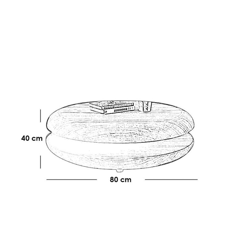 بيتك طاولة قهوة خشب طبيعي و خشب قشره الجوز الطبيعي بني - 40×80×80 سم - Image 2
