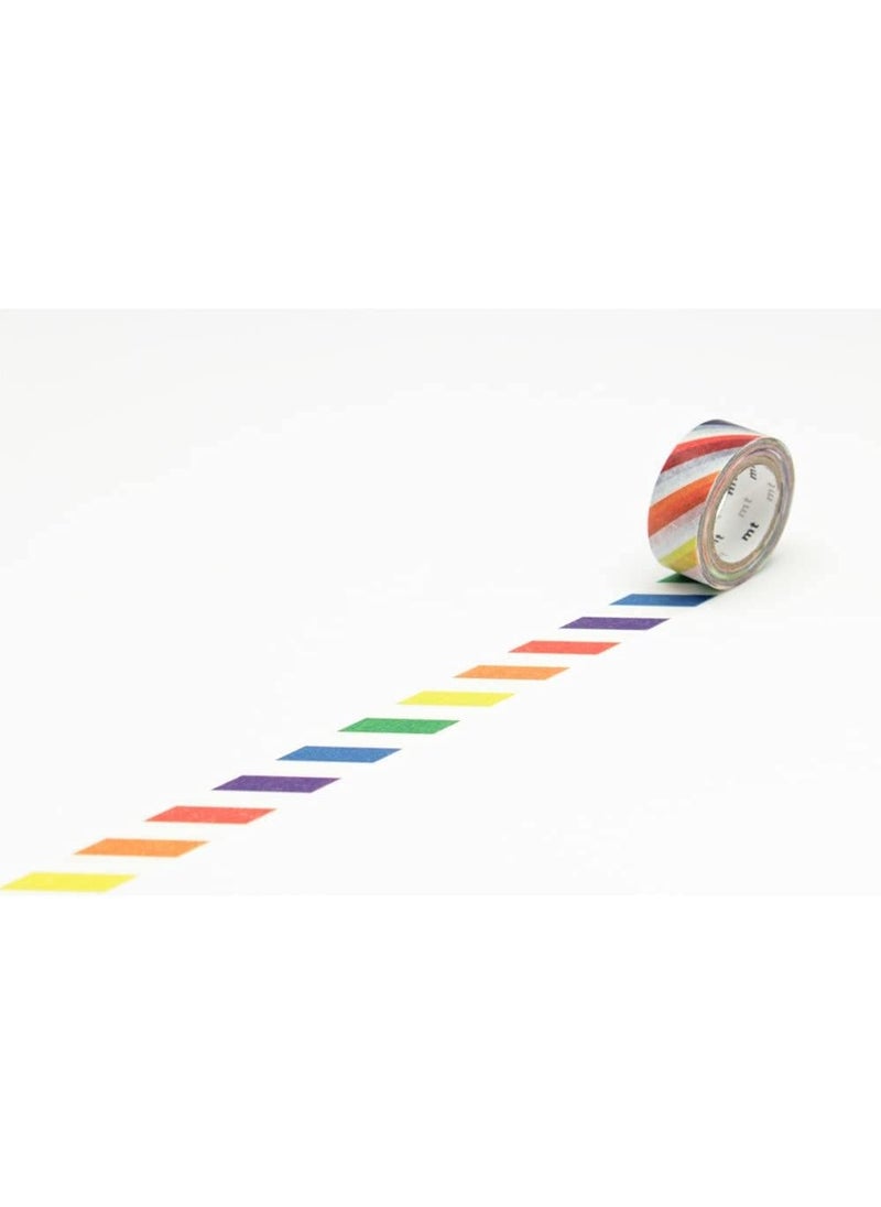 MT mt Washi Masking Tape Kids Series 15 mm x 7 mtrs Shade Colorful Stripe Pack of 1  - Image 1