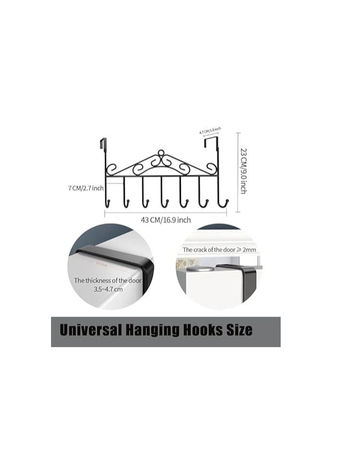 Spaceshoop Over The Door Hooks Hanger with 7 Hooks, Metal Door Hanging Coat Rack for Kitchen Bathroom Bedroom Laundry, Back of Door Organizer for Towels, Cloths, Keys, Robes, Hats - Image 4
