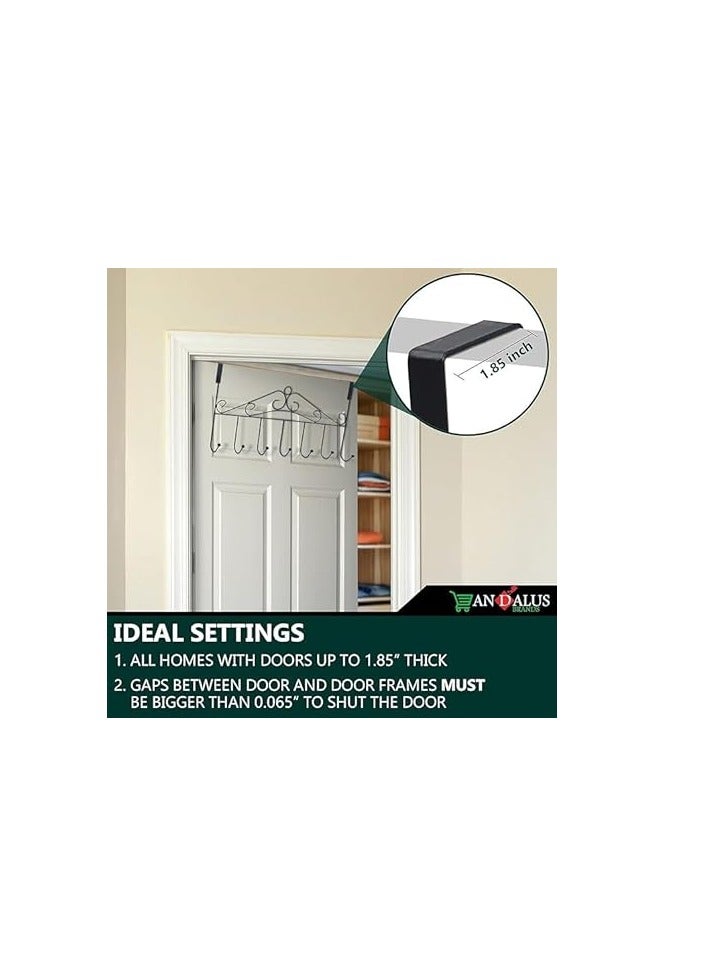 Spaceshoop Over The Door Hooks Hanger with 7 Hooks, Metal Door Hanging Coat Rack for Kitchen Bathroom Bedroom Laundry, Back of Door Organizer for Towels, Cloths, Keys, Robes, Hats - Image 5