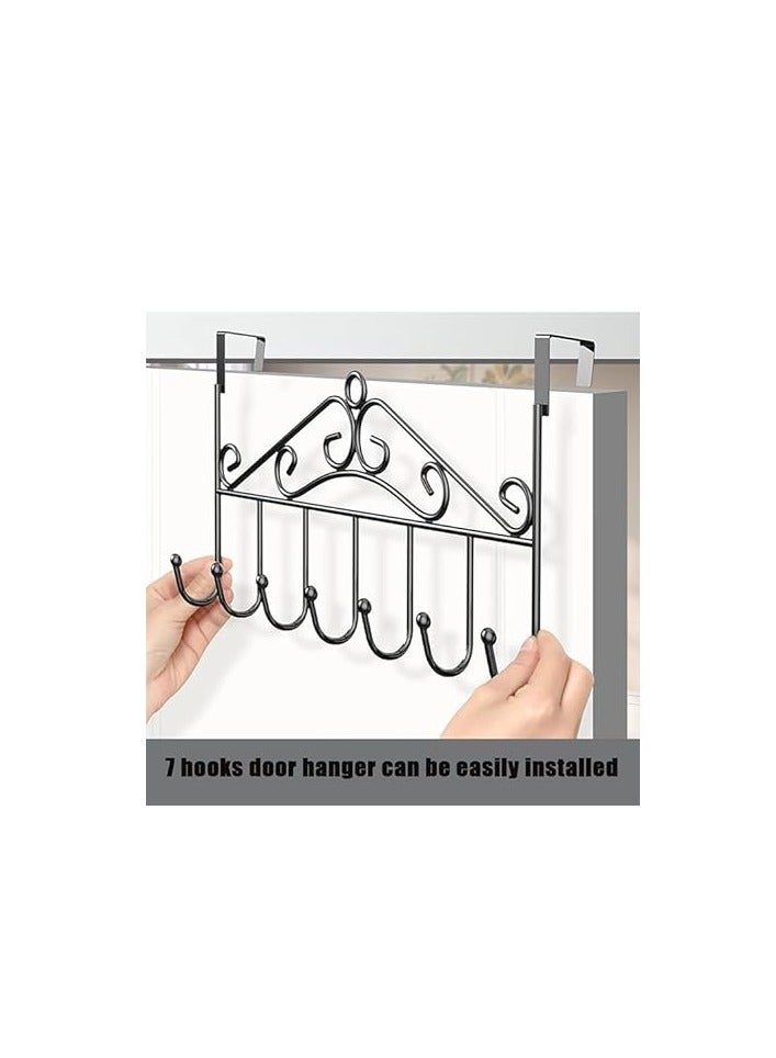 Spaceshoop Over The Door Hooks Hanger with 7 Hooks, Metal Door Hanging Coat Rack for Kitchen Bathroom Bedroom Laundry, Back of Door Organizer for Towels, Cloths, Keys, Robes, Hats - Image 3