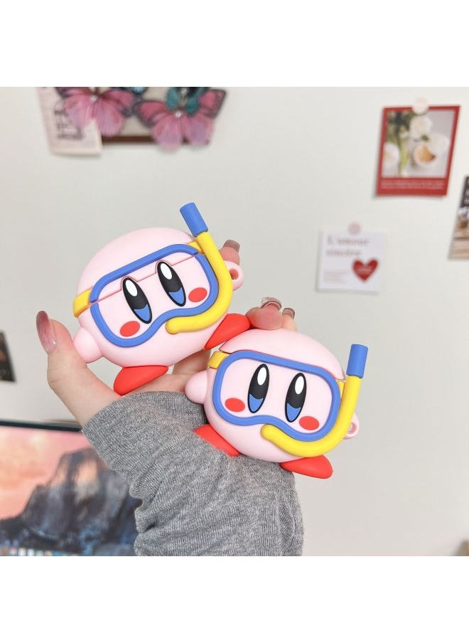 Generic - Cute Diving Star Card Airpods For Apple 4 Bluetooth Earphone Case 2/3 Generation Cartoon Protective Case For Pro-Color:Diving Kirby + Hook-Applicable Models:Airpods 1/2 Generation Universal - Image 1