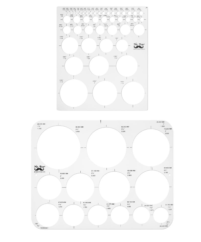 Mr. Pen Mr Pen Circle Templates Large Small Sizes Circle Stencil Ruler for Drafting Drawing