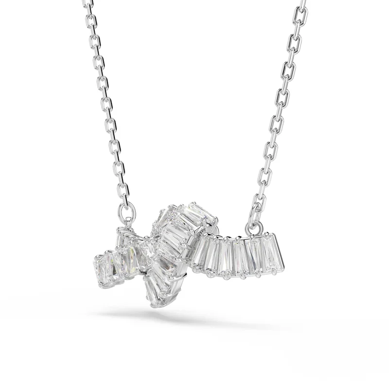 SWAROVSKI  Matrix pendant Baguette cut, Knot, White, Rhodium plated for Women | Best Price UAE