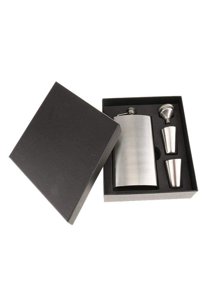 KANAbee Silver Stainless Steel 8 oz / 230 ml Hip Flask Gift Set - Image 2