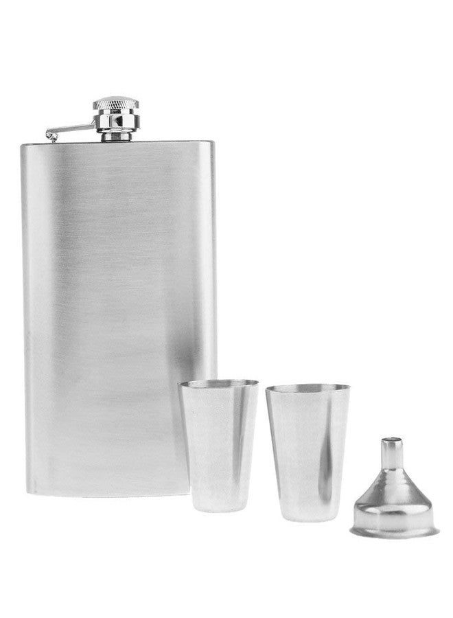 KANAbee Silver Stainless Steel 8 oz / 230 ml Hip Flask Gift Set - Image 3