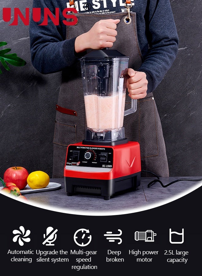UNUNS Smoothie Blender Maker, Powerful Blenders for Kitchen, 15 Speeds, 2.5L BPA-Free Jar Smoothie Maker, Kitchen Blender Ice Crush Blender for Shakes/Smoothies/Ice/Soup/Nut  - Image 5