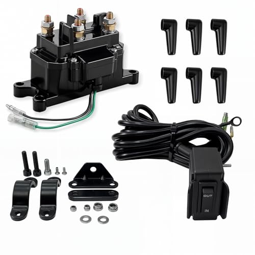 AUTO OCCASION Winch Solenoid Relay Contactor 12V 300A Winch Rocker Thumb Switch Combo with Handlebar Control Kit Compatible with ATV UTV 3000lbs5000lbs Polaris 800 1000