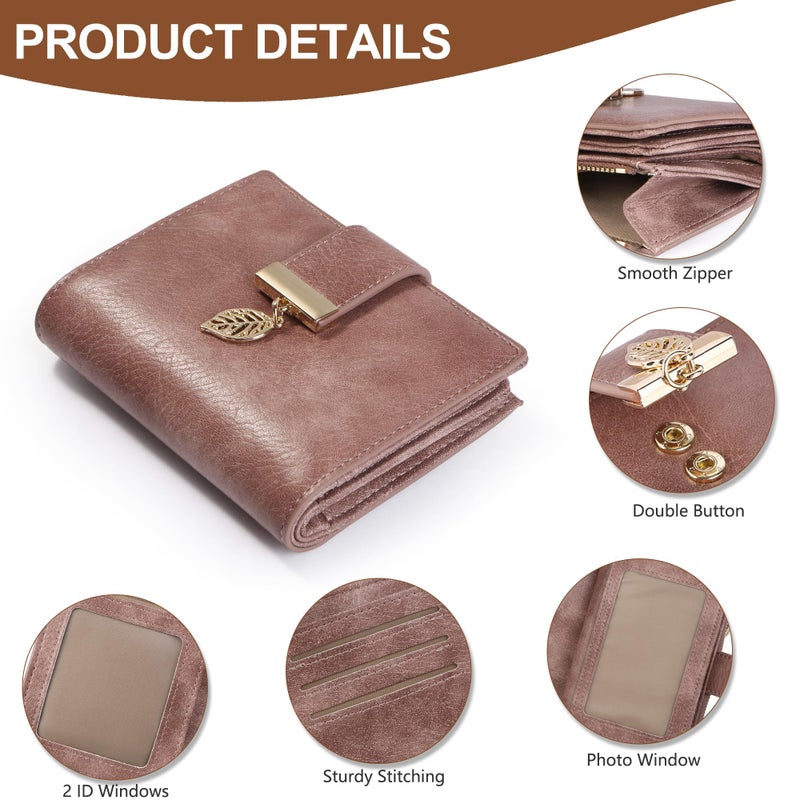 yiijay Small Wallet Women RFID Blocking Leather Bifold Wallet Credit Card Holder for Women Ladies Compact Wallet Mini Purse With Zipper Pocket - Image 3