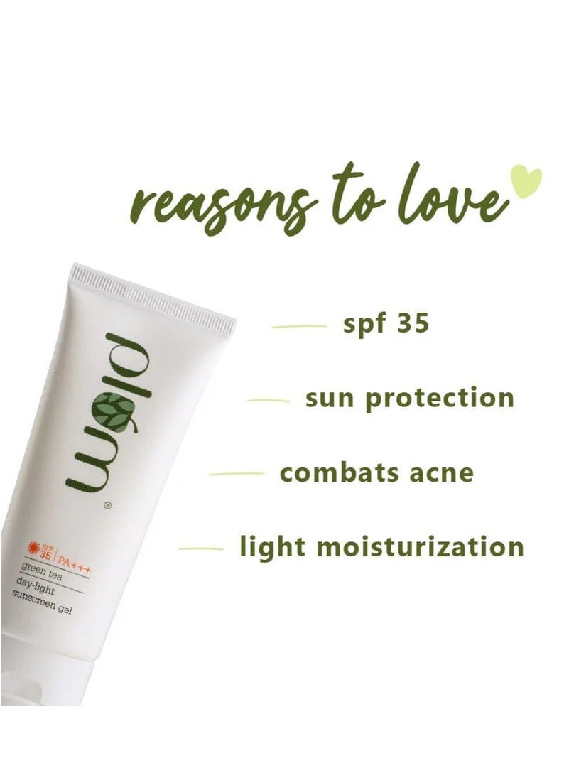 Plum Green Tea Daylight Sunscreen Gel SPF For Oily Acne Prone Skin Green Tea Extracts Effective Sun Block Protection Light Weight Gel Cream Texture Daily Use for Dry Normal Sensitive Skin SPF 35 50ml  - Image 5
