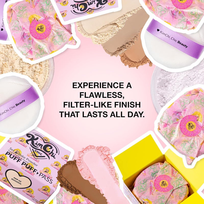 Kimchi Chic KimChiChic Beauty Puff Puff Pass Set and Bake Setting Powder for Makeup, Extra Fluffy Loose Face Powder Poof, Soft Natural Face Makeup for Uneven Skin Tone, 01 Ivander - Image 5