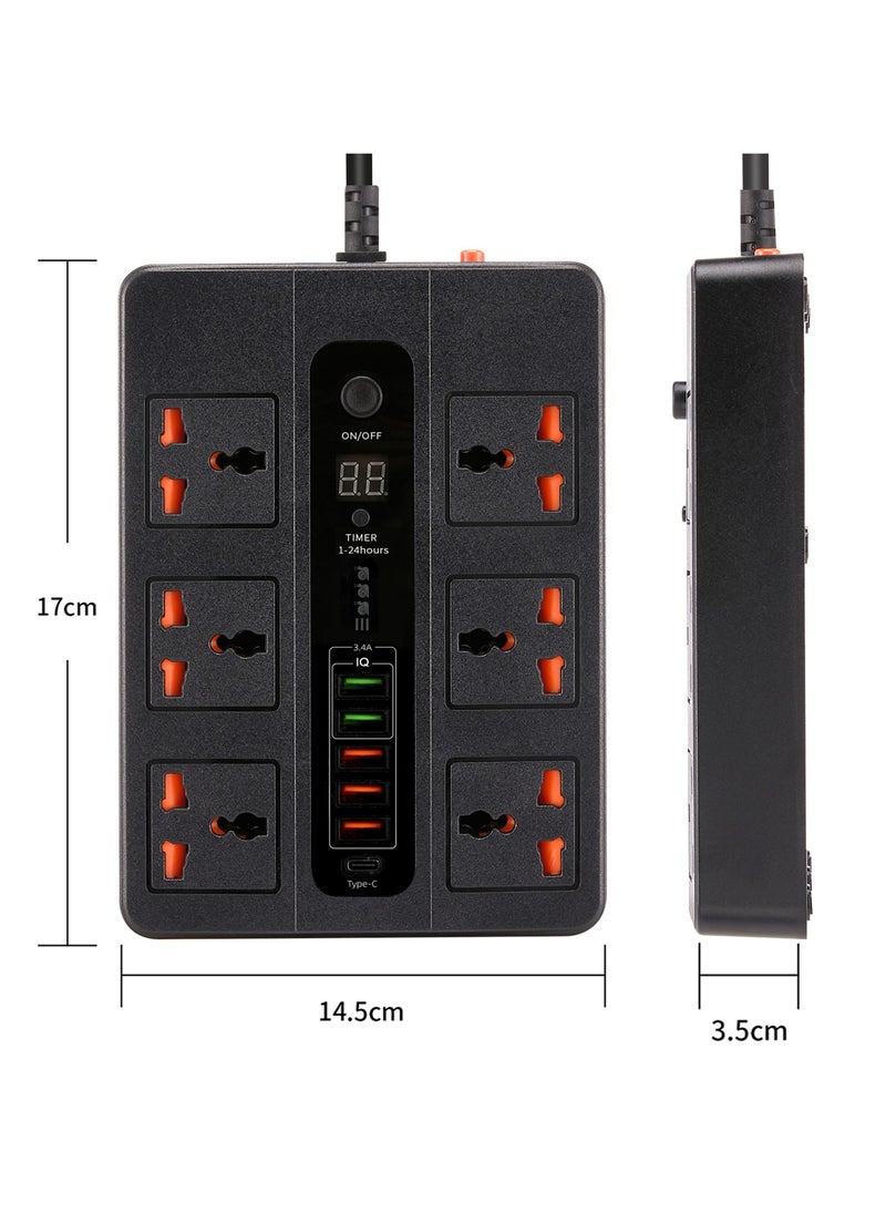 Exotic Multi-Port Super Extension 5 USB-A/ 1 USB-C Ultimate Home & Office Kit, 24W USB-A Quick Charge, 3000W AC Output, Power Button & Timer, 2M Power Cord with Over-Heat Protection 36W PD - Black - pzsku/Z967C0FDB3DAC792F4F99Z/45/_/1718890860/443a108d-884a-4b5e-9b52-bcec4a108cf5