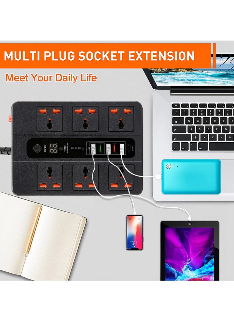 Exotic Multi-Port Super Extension 5 USB-A/ 1 USB-C Ultimate Home & Office Kit, 24W USB-A Quick Charge, 3000W AC Output, Power Button & Timer, 2M Power Cord with Over-Heat Protection 36W PD - Black - pzsku/Z967C0FDB3DAC792F4F99Z/45/_/1718890871/13a1825a-3076-4a1b-9be7-812e76cad297