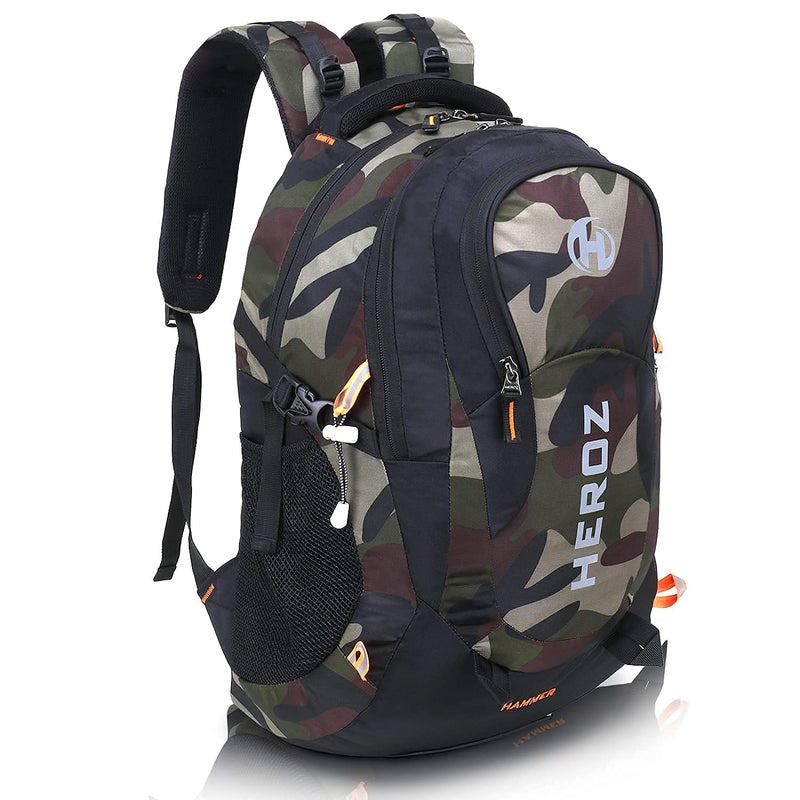 HEROZ Hammer Unisex Nylon 35 L Travel Laptop Backpack Water Resistant Slim Durable Fits Up to 17.3 Inch Laptop Notebook (Black & Jungle) - Image 5
