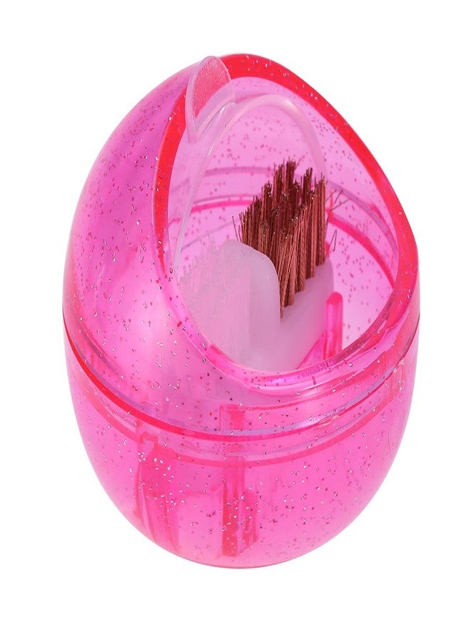 Rotekt Pink ABS Mini Nail Art Drill Head Dual Clean Brush with Steel Wire & Nylon Bristle, Portable - Image 1