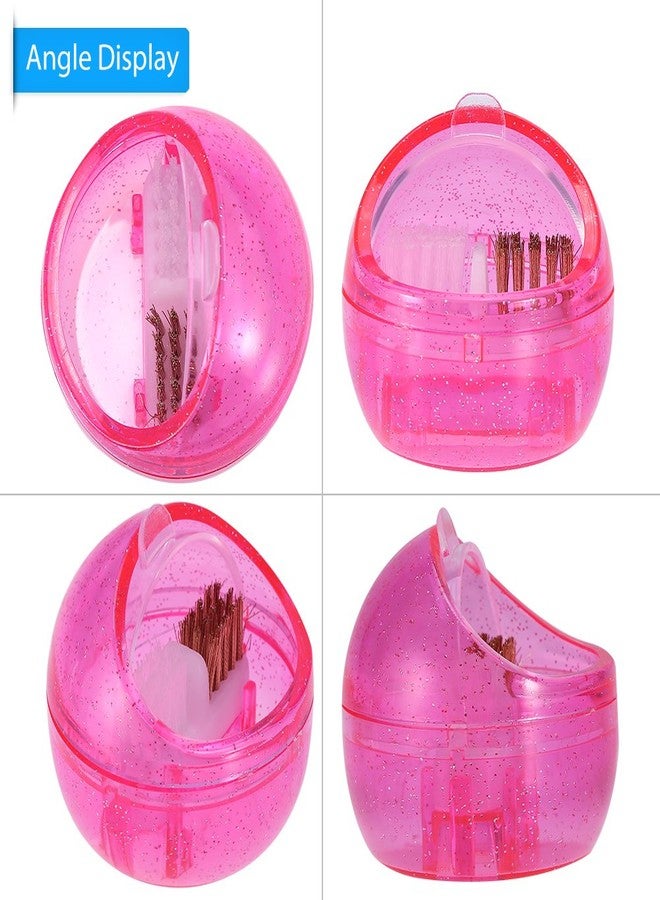 Rotekt Pink ABS Mini Nail Art Drill Head Dual Clean Brush with Steel Wire & Nylon Bristle, Portable - Image 2