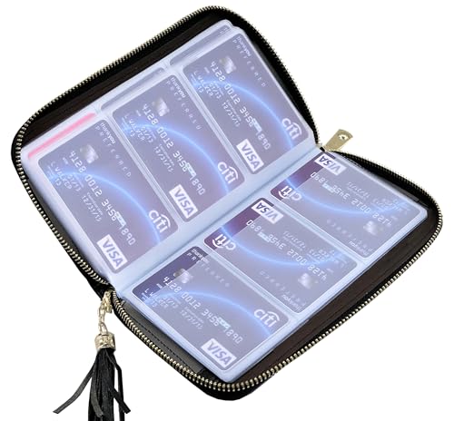 YUHAN PRETTY Womens Credit Card Holder Wallet RFID Leather Small ID Card Case(60 Card Slots - BlackNew) - Image 3