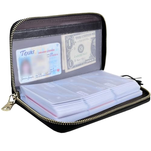 YUHAN PRETTY Womens Credit Card Holder Wallet RFID Leather Small ID Card Case(60 Card Slots - BlackNew) - Image 1