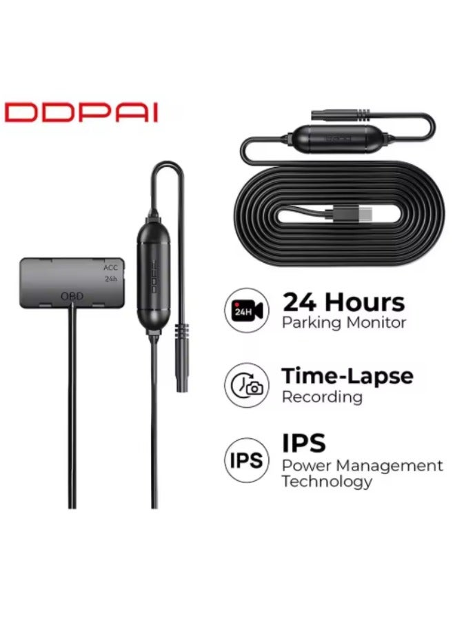 ddpai DDPAI Car Charge OBD Hardwire Kit for Z60 and Z60 pro Dash Cam Parking Cable Type C Port 24H Parking Monitor  - Image 1